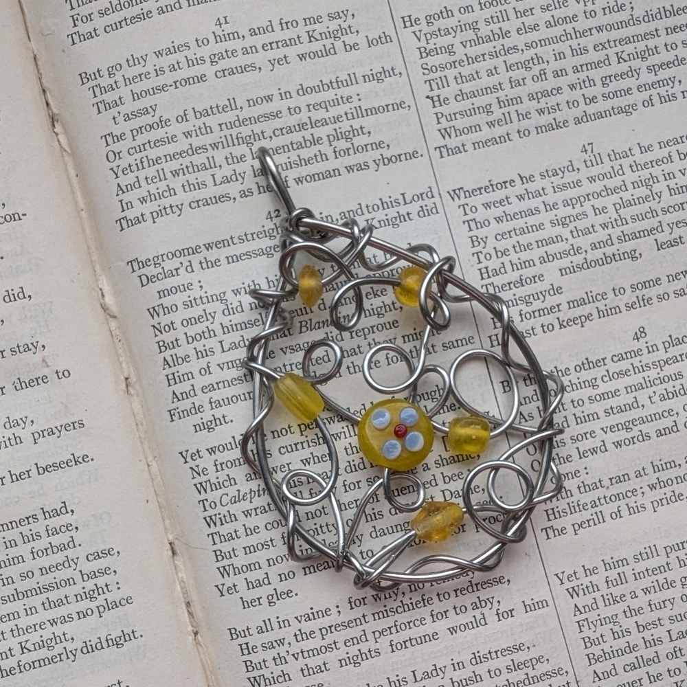 Artisan Silver and Yellow Wire Pendant